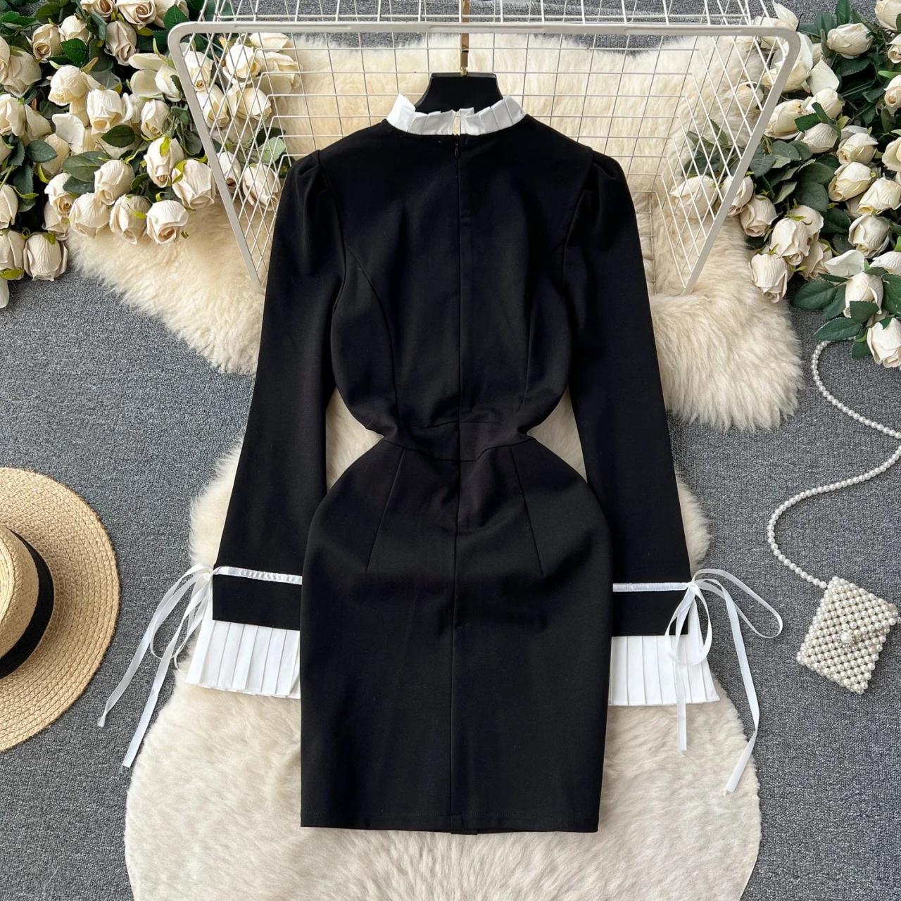 Black Dress With Gold Buttons And Cuffs on Luulla