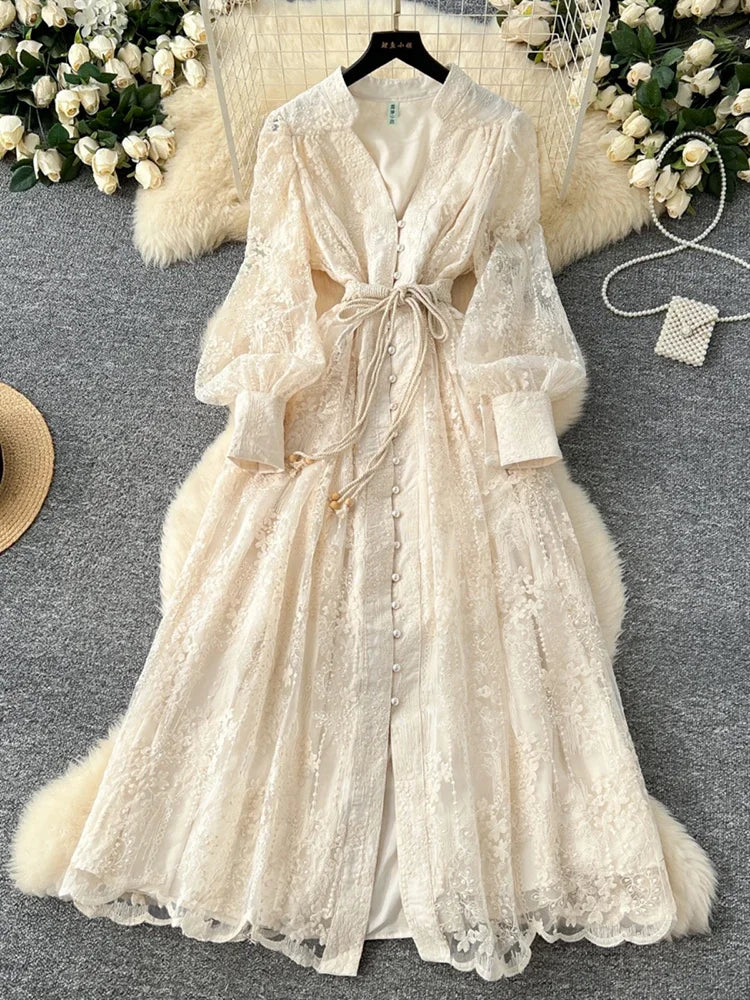 taissa floral lace button up midaxi dress Meadowflowers Floral Print Button Up Tiered Midaxi Dress | Disturbia main image 0
