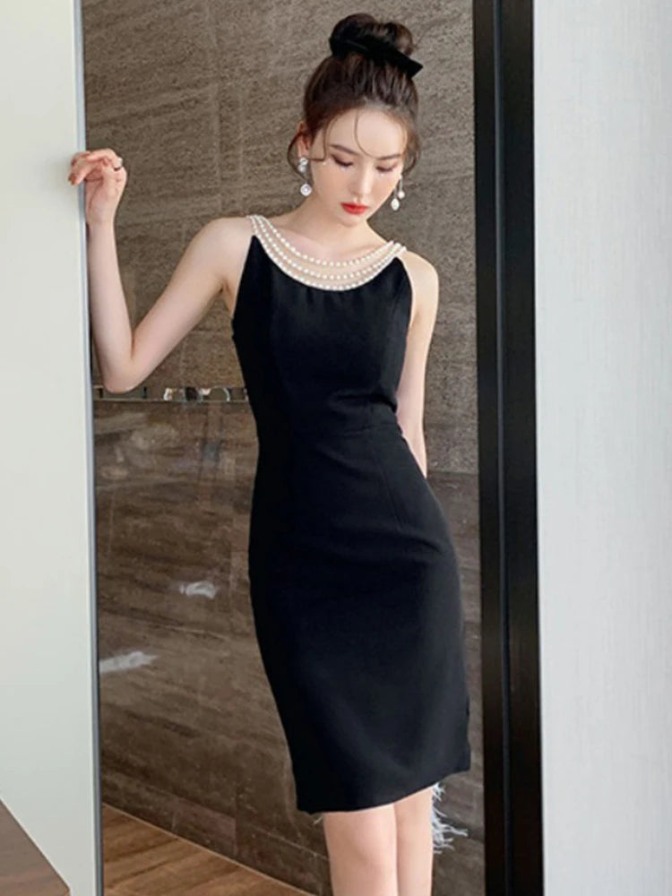 black pearl formal dress Black Pearl Chain A-Line Midi Dress Black / 10 main image 0