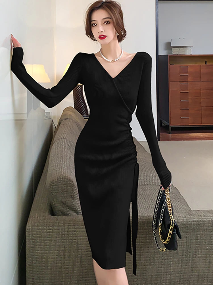 sylvia cream knit midi dress SYLVIA BLACK KNIT MIDI DRESS – DISSH