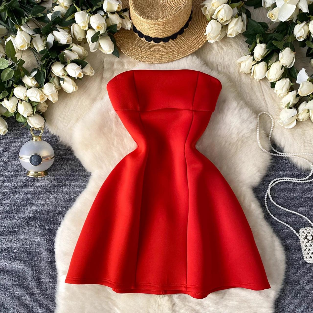 red mini dress flare Liora Mini Dress in Red