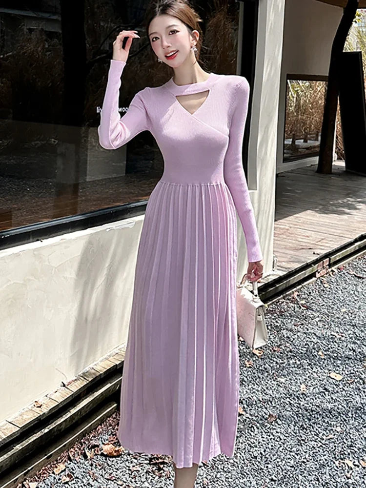 knee length dresses for ladies Ask You Out Lavender Tweed 3/4 Sleeve Dress, Medium - The Mint Julep Boutique main image 1