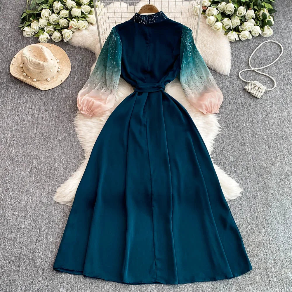 blue ombre chiffon dress Exceptional Choice Blue Ombré Satin Maxi Dress – Zil boutique main image 1