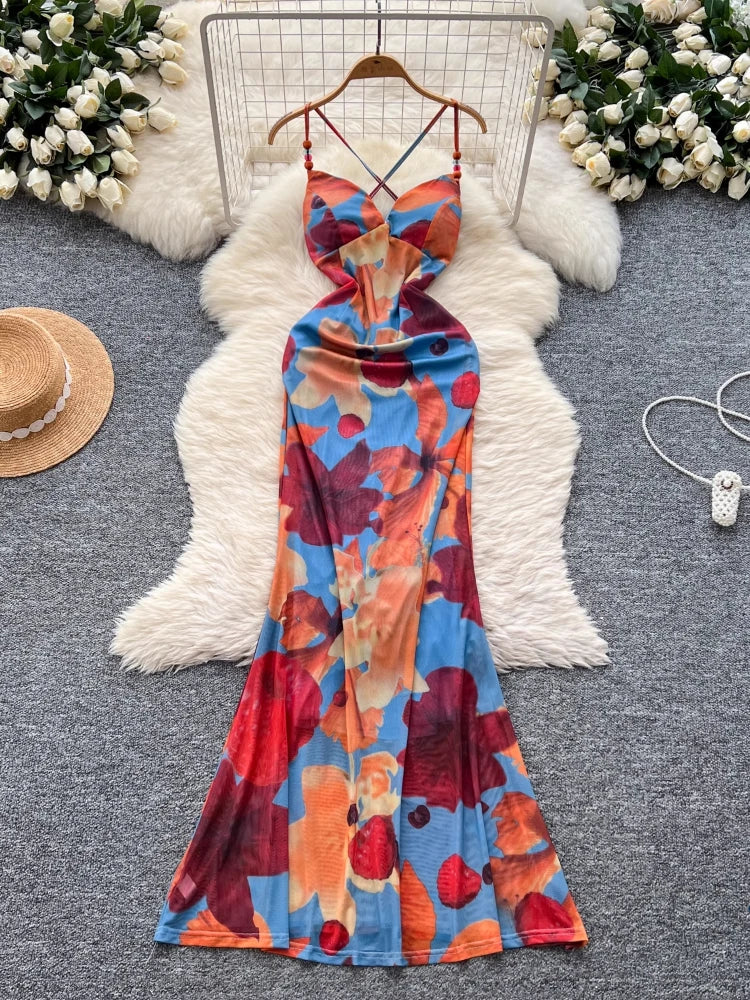 Sleeveless Floral Maxi Dress With Strappy Back on Luulla
