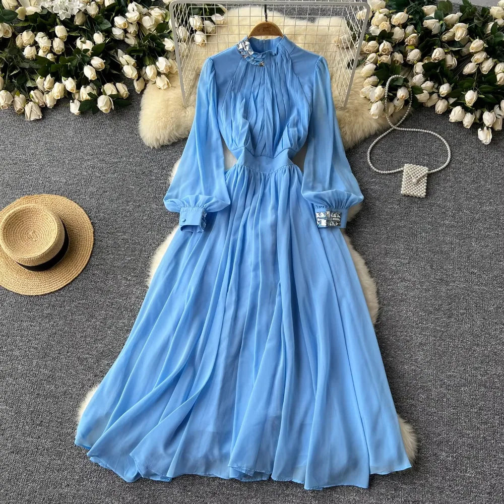 embroidered chiffon maxi dress Callie Navy Floral Embroidered Maxi Dress – Frock and Frill main image 1