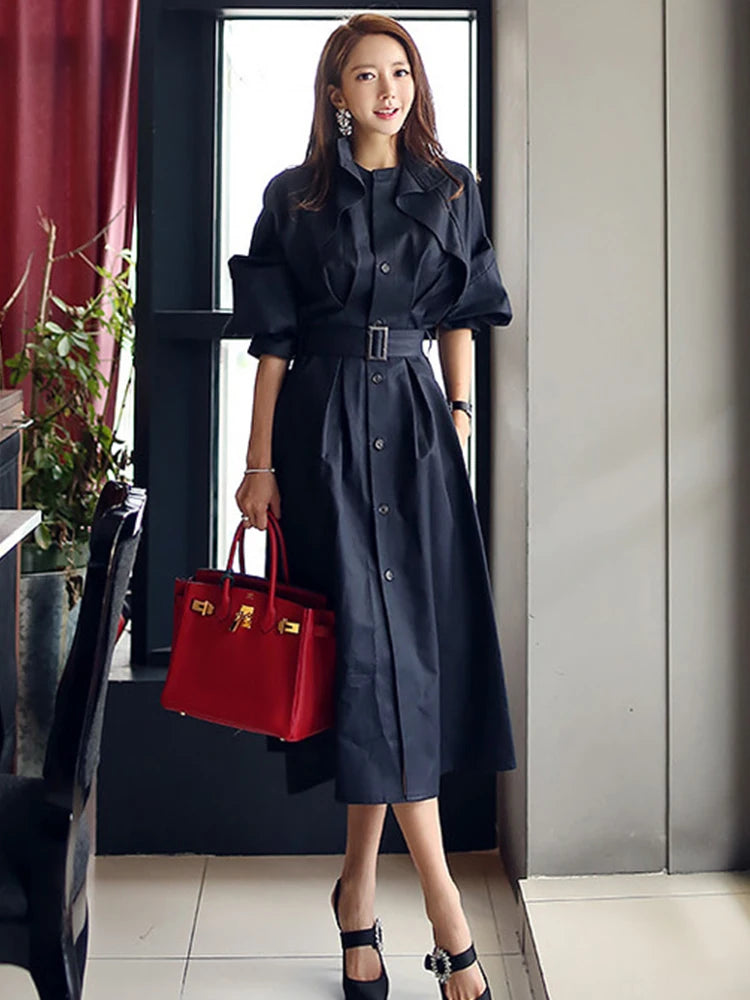 knee length dresses for ladies After Dark Trench Dress – KATAKOMB main image 1