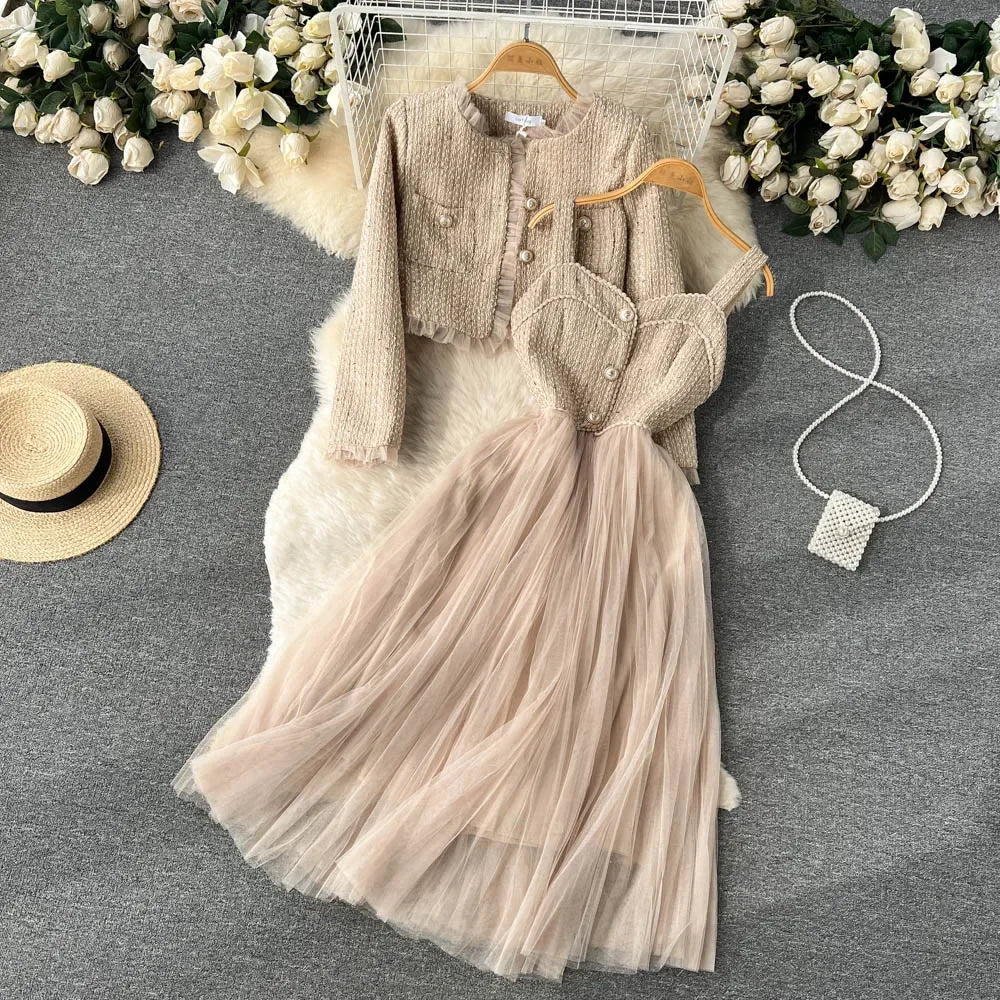 luxury knit dresses Long Sleeve Pink Knit Dress 10 / Pink Carnation main image 1