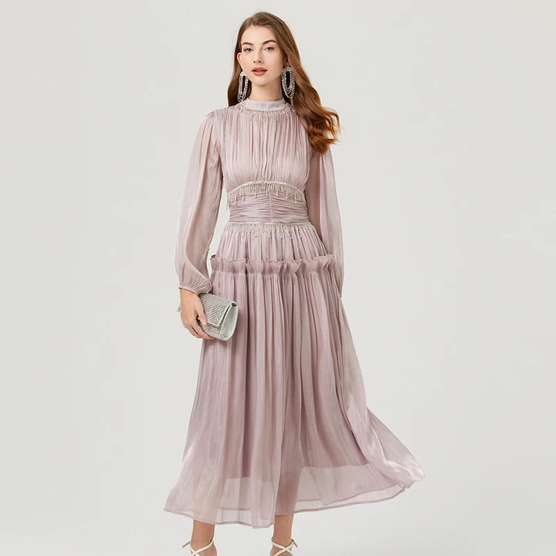 white christmas dresses Miss Elliette Powder Blue Pleated Maxi Dress – Empress Vintage main image 1