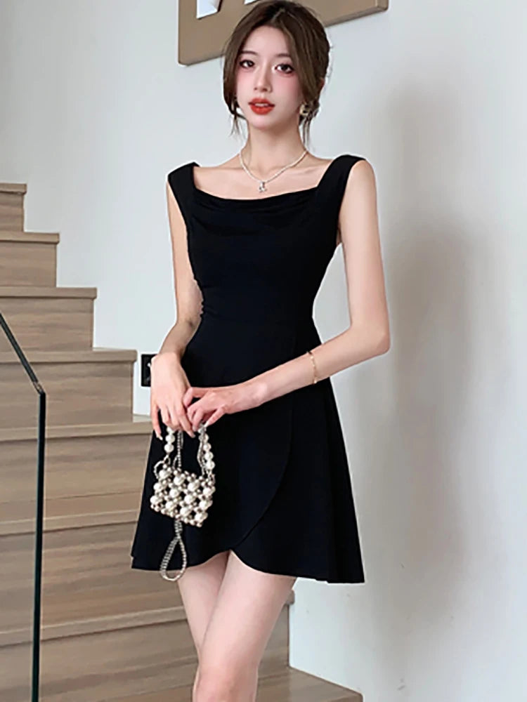 black holiday dress women MACloth Women Little Black Dress Deep V Neck Halter Cocktail Party Formal Gown Black / Above Knee / Custom Size main image 1
