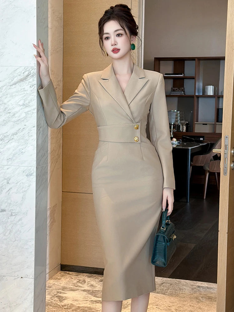 knee length dresses for ladies Hespera Port High-Neck Long-Sleeve Gathered Maxi Dress – Club L London