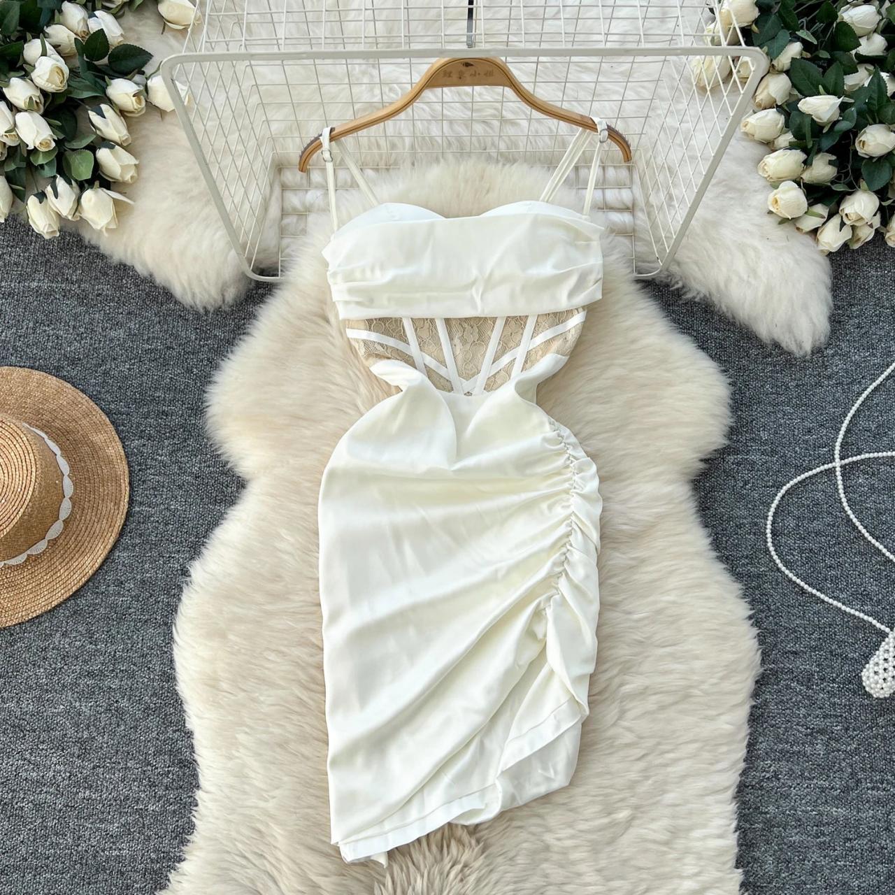 white satin cutout dress White Satin Dress - Satin Midi Dress - Cowl Neck Midi Dress