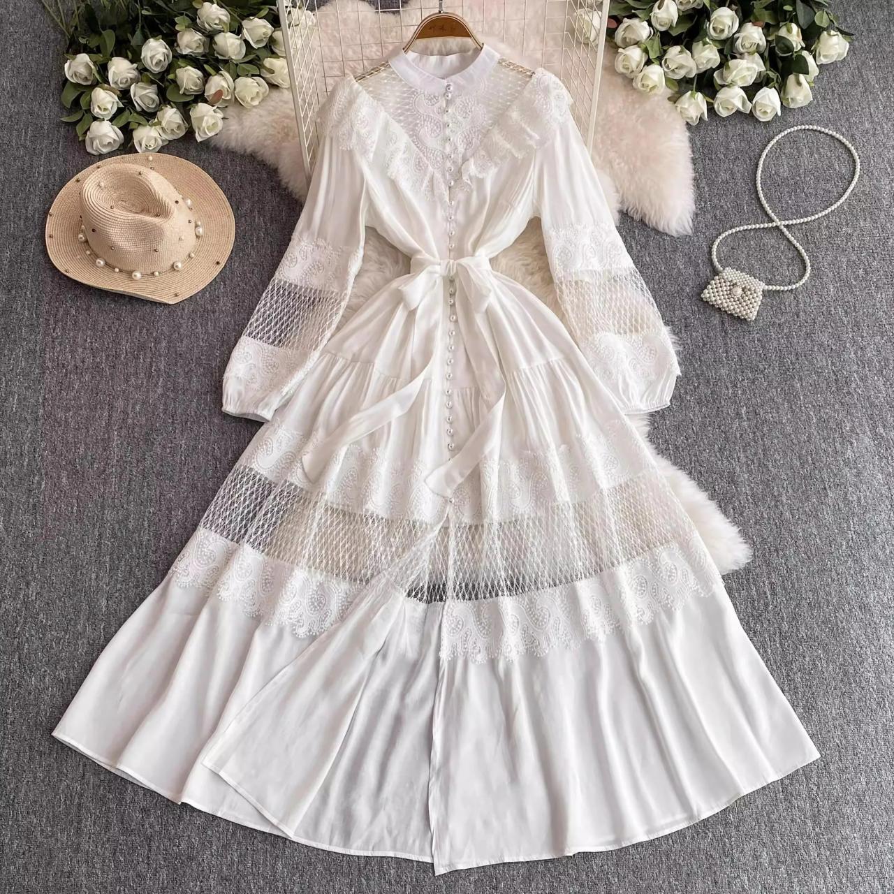 coloured lace dresses Colored Bride Dress with pink lace 10 / Ivory main image 1