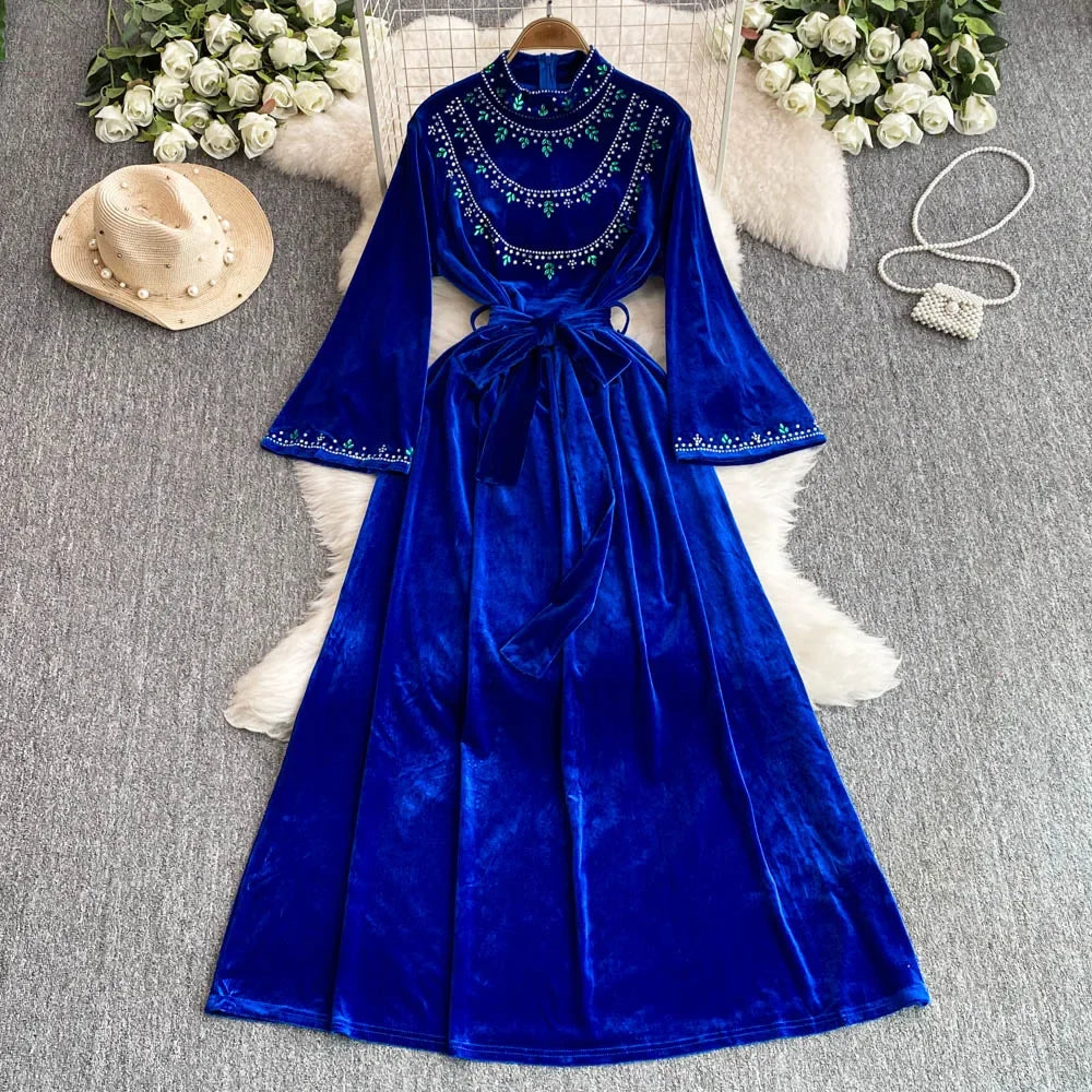 embellished blue maxi dress Embellished Cut-Out Halterneck Maxi Dress in Turquoise - 14 main image 0