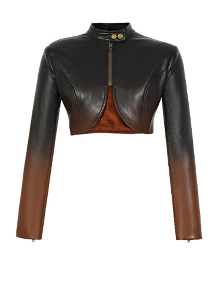 Faux Leather Bodycon Dress With Cropped Jacket on Luulla