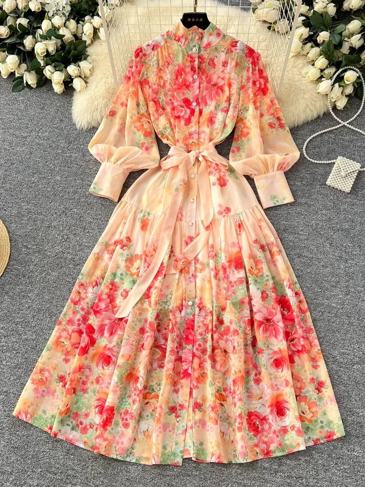 sachin and babi light blue dress 1920s Silk Chiffon Floral Dress – Annie's Ibiza Online main image 1
