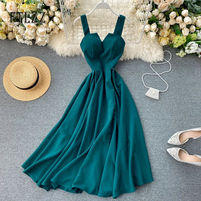 Sleeveless Teal Dress With Heart-shaped on Luulla