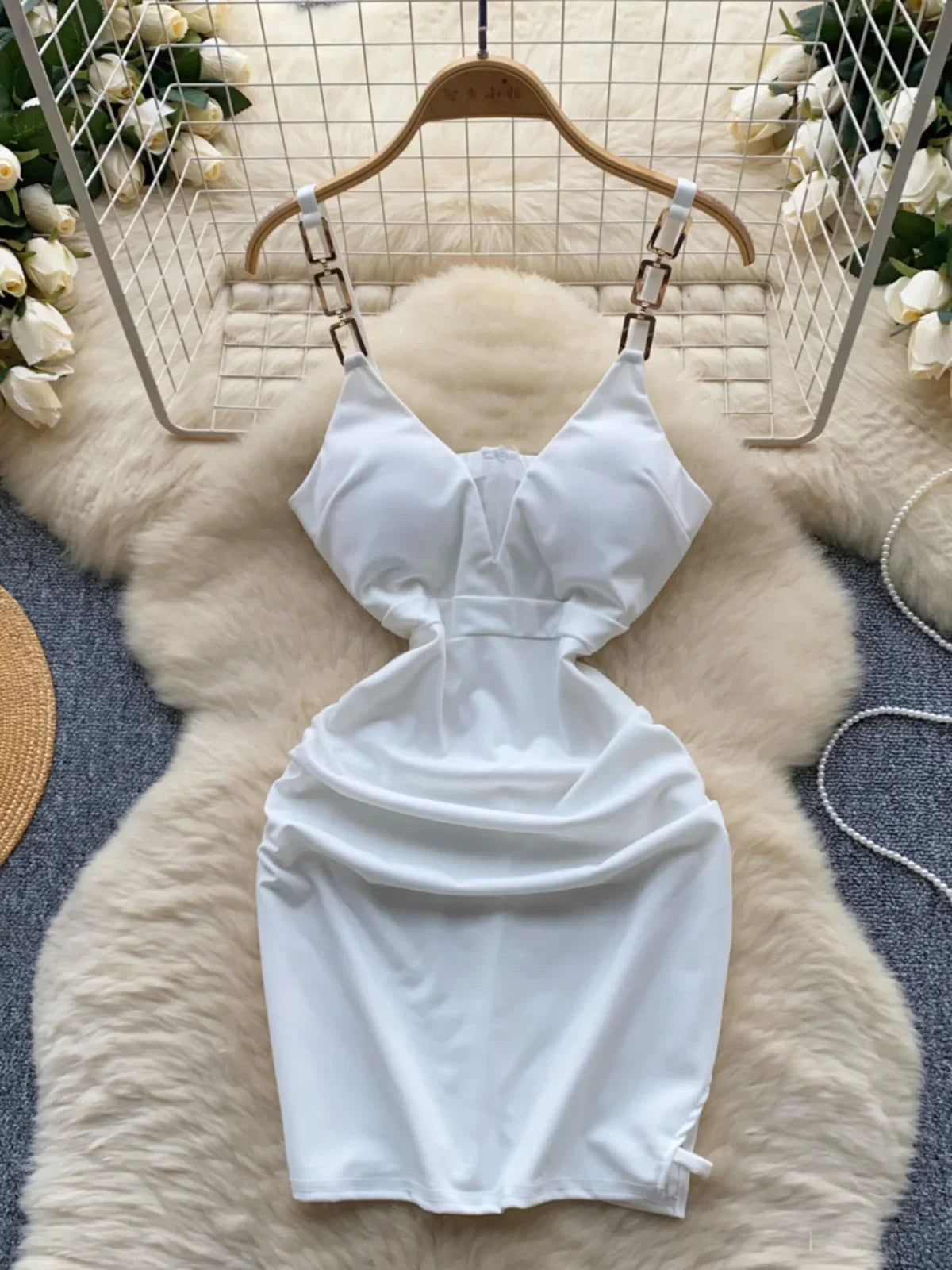 White Bodycon Dress With Adjustable Straps