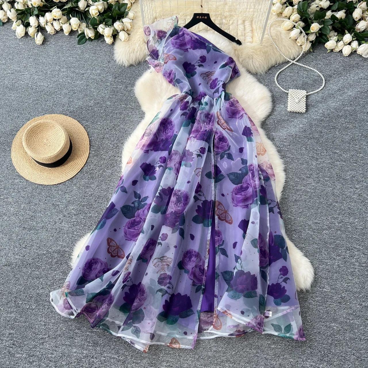 one shoulder butterfly dress ASOS Design - Asymmetric One Shoulder Maxi Dress - Women - Polyester/Spandex - 14 US