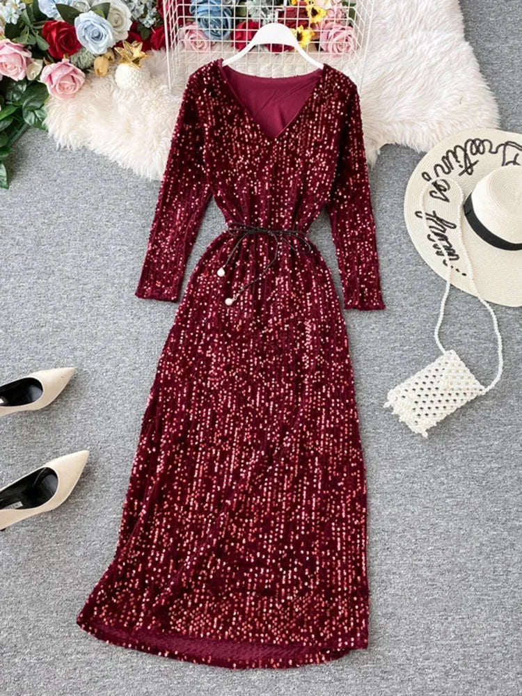 brown dress belt men's NOELLE DRESS - RISQUE RED SPARKLE main image 1
