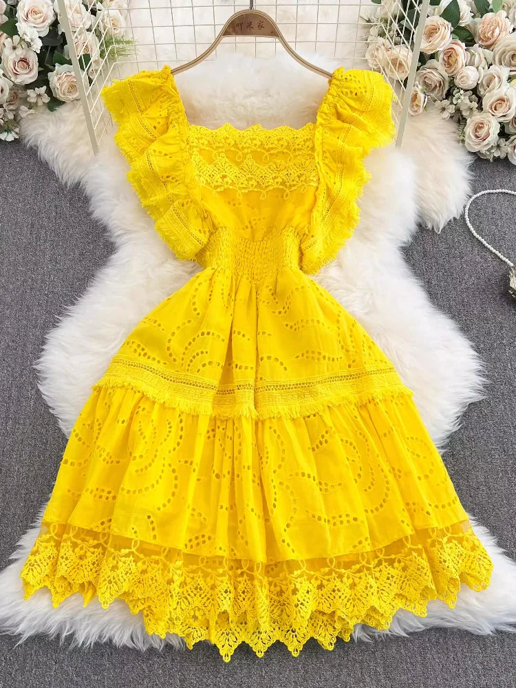 bright yellow lace dress Amarra 89331