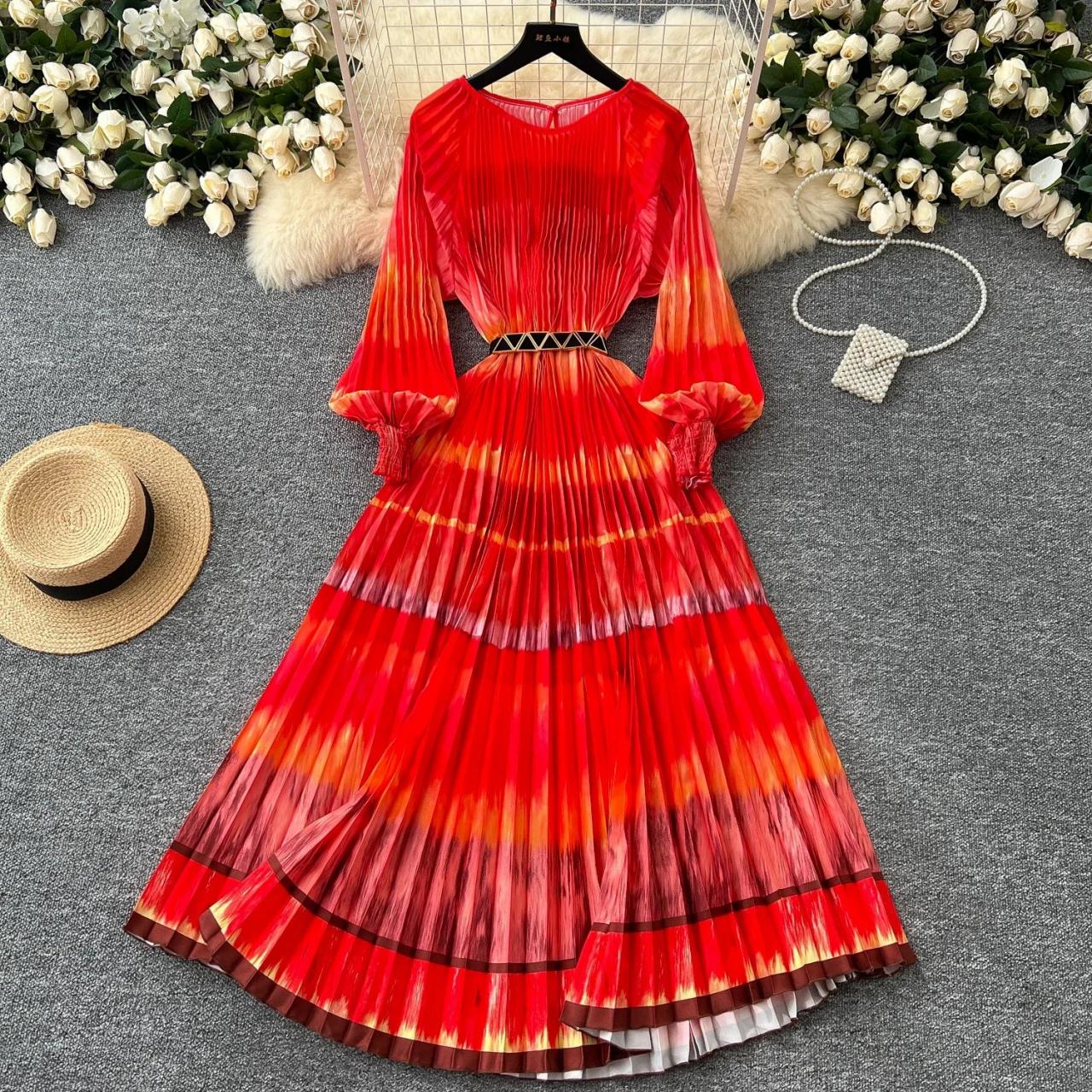 splendor of the sunset gradient pleated maxi dress Preorder yours