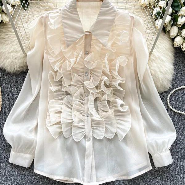 l’aube blanc Ruffle chiffon Blouse Ruffle chiffon Blouse – L'AUBE BLANC